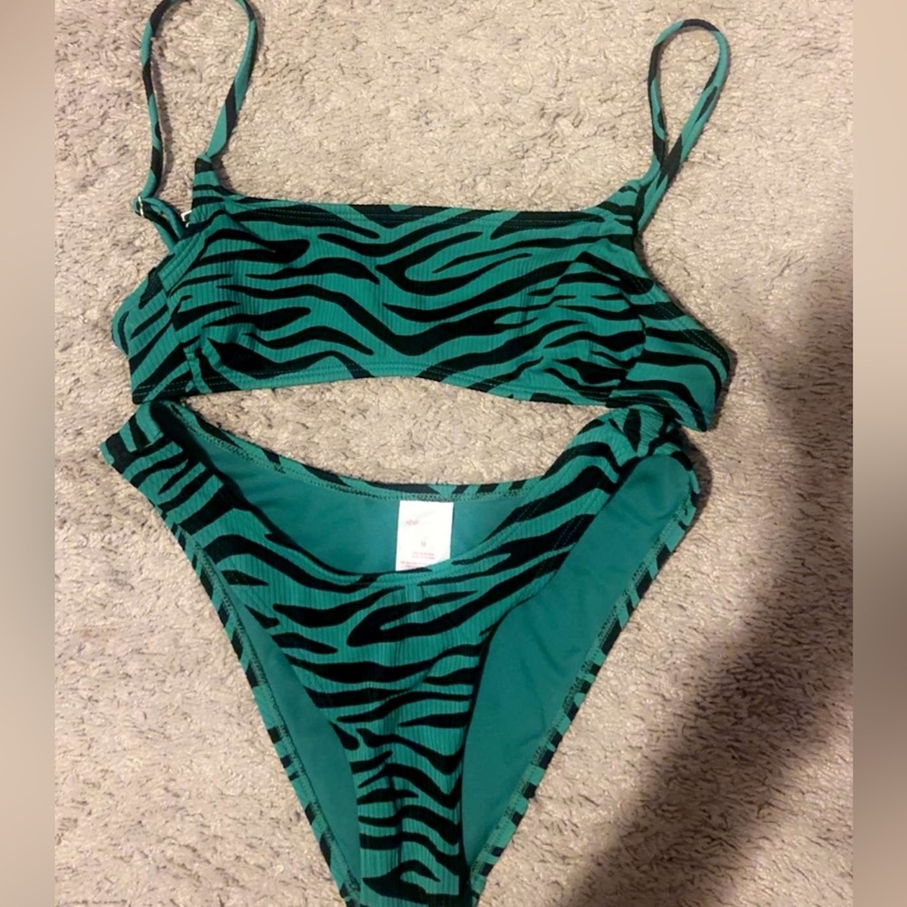 Green and Black Zebra Print Bikini